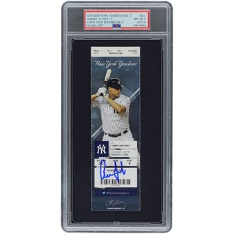 Aaron Judge New York Yankees Autographed August 13, 2016 MLB Debut/HR #1 PSA Authenticated 8/8 Ticket