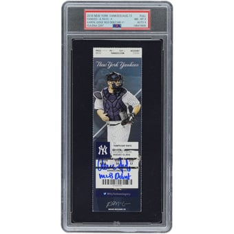 "Aaron Judge New York Yankees Autographed August 13, 2016 MLB Debut/HR #1 PSA Authenticated 8/9 Ticket with ""MLB Debut"" Inscription"
