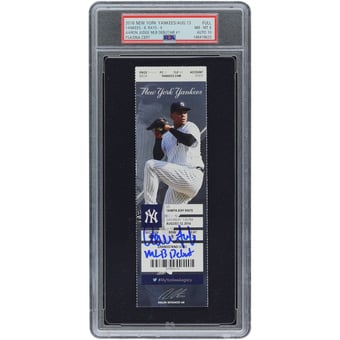"Aaron Judge New York Yankees Autographed August 13, 2016 MLB Debut/HR #1 PSA Authenticated 8/10 with ""MLB Debut"" Inscription"