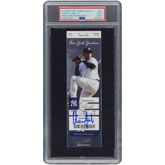 Aaron Judge New York Yankees Autographed August 13, 2016 MLB Debut/HR #1 PSA Authenticated 9/8 Ticket