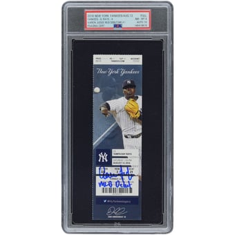 "Aaron Judge New York Yankees Autographed August 13, 2016 MLB Debut/HR #1 PSA Authenticated 8/10 Ticket with ""MLB Debut"" Inscription"