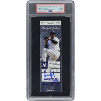 "Aaron Judge New York Yankees Autographed August 13, 2016 MLB Debut/HR #1 PSA Authenticated 9/9 Ticket with ""MLB Debut"" Inscription"