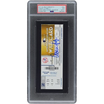 Aaron Judge New York Yankees Autographed October 3, 2017 1st Post Season HR PSA Authenticated 5/7 Ticket