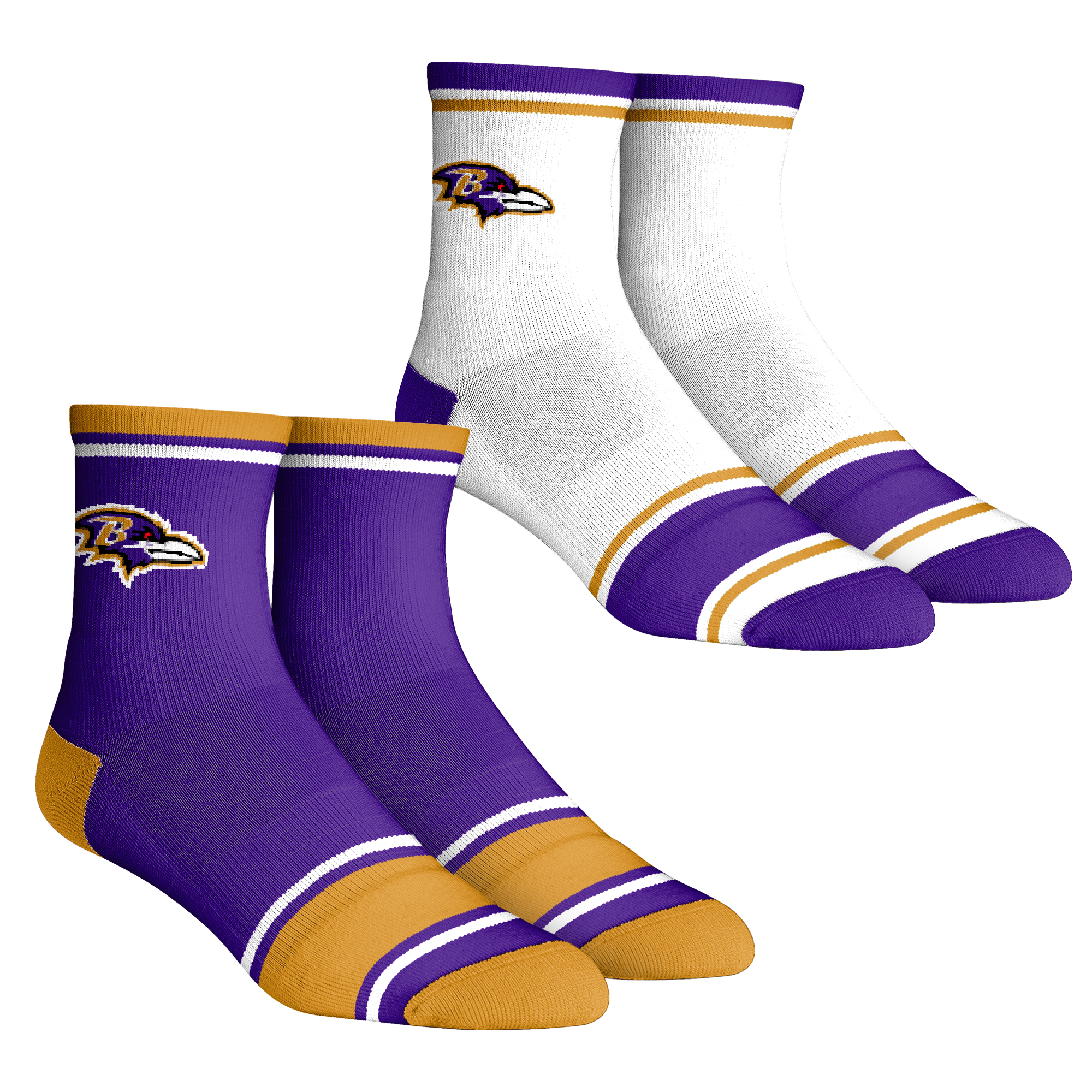 Youth Rock Em Baltimore Ravens Two-Pack Team Color Quarter Socks