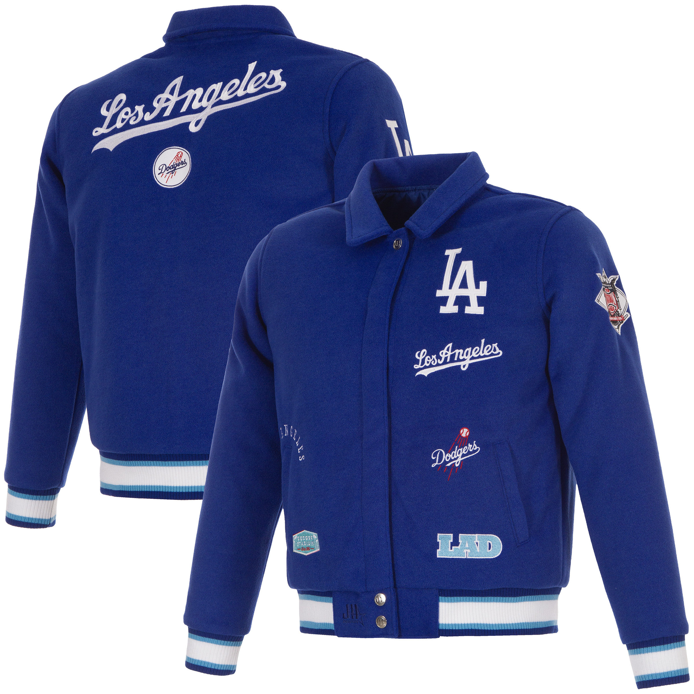 Women’s JH Design Royal Los Angeles Dodgers Reversible Wool Full-Snap Jacket
