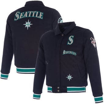 Women's JH Design Navy Seattle Mariners Reversible Wool Full-Snap Jacket