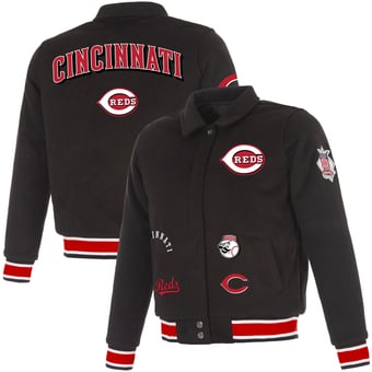 Women's JH Design Black Cincinnati Reds Reversible Wool Full-Snap Jacket