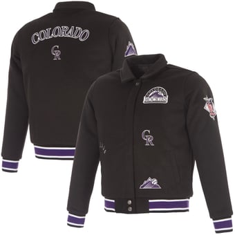 Women's JH Design Black Colorado Rockies Reversible Wool Full-Snap Jacket