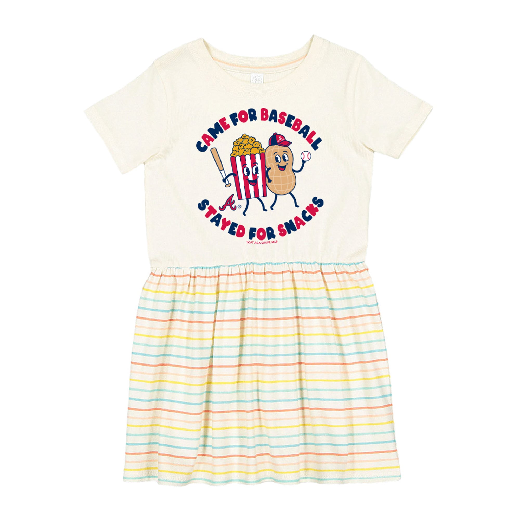 Girls Toddler Soft as a Grape White Atlanta Braves Snack Dress
