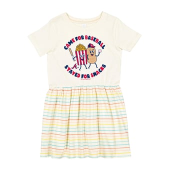 Girls Toddler Soft as a Grape White Atlanta Braves Snack Dress