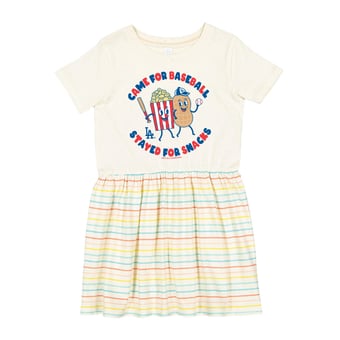 Girls Toddler Soft as a Grape White Los Angeles Dodgers Snack Dress