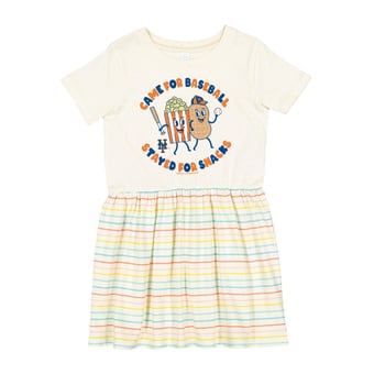 Girls Toddler Soft as a Grape White New York Mets Snack Dress