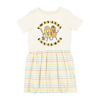 Girls Toddler Soft as a Grape White San Diego Padres Snack Dress