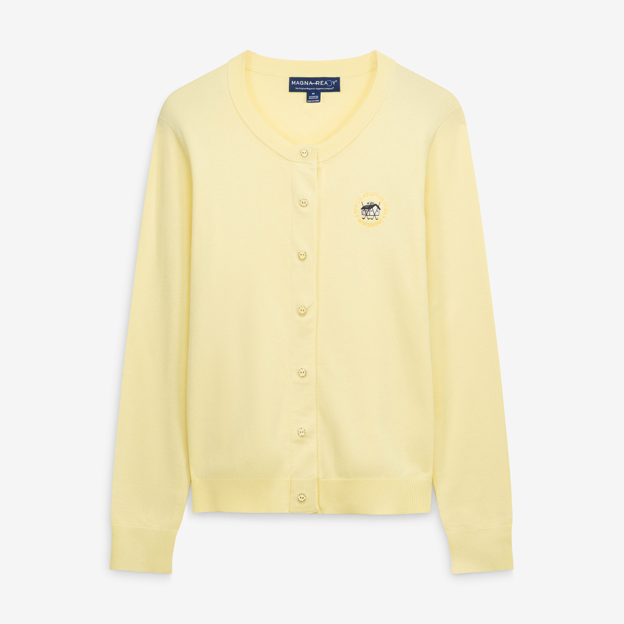 Women’s 2026 U.S. Adaptive Open MagnaReady Yellow Adaptive Magnetic Front Knit Cardigan Sweater Women’s 2026 U.S. Adaptive Open MagnaReady Yellow Adaptive Magnetic Front Knit Cardigan Sweater