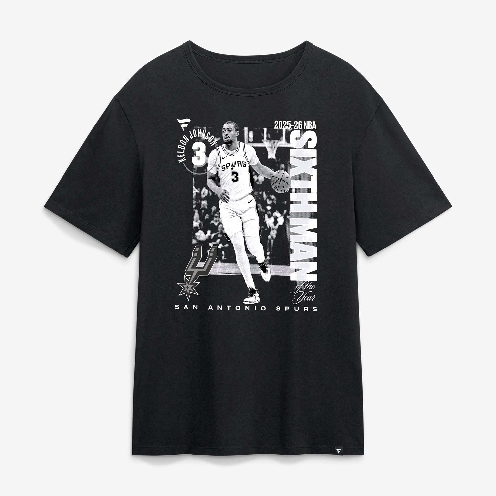 Men's Keldon Johnson Black San Antonio Spurs 2025-26 NBA Sixth Man Legacy T-Shirt