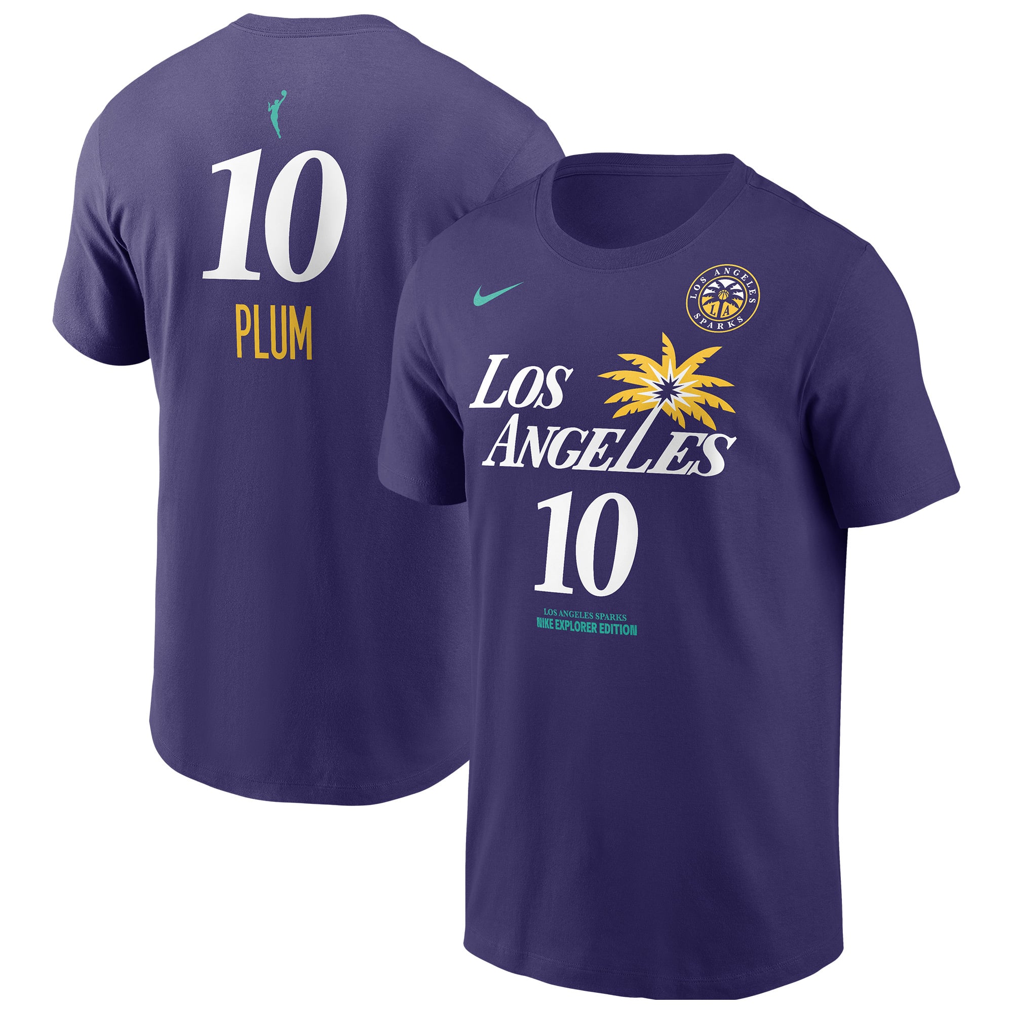 Men's Nike Kelsey Plum Purple Los Angeles Sparks Name & Number T-Shirt