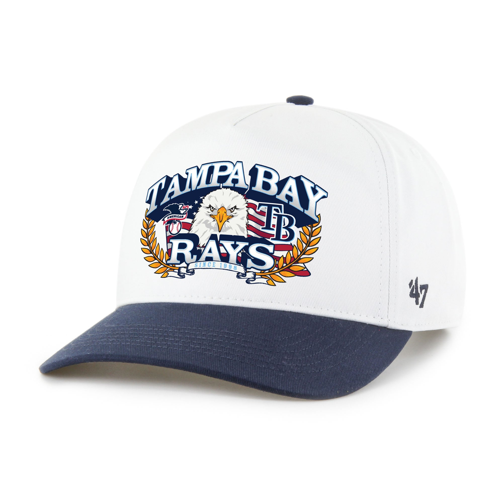 Men's '47 White/Navy Tampa Bay Rays Americana Eagle Hitch Adjustable Hat