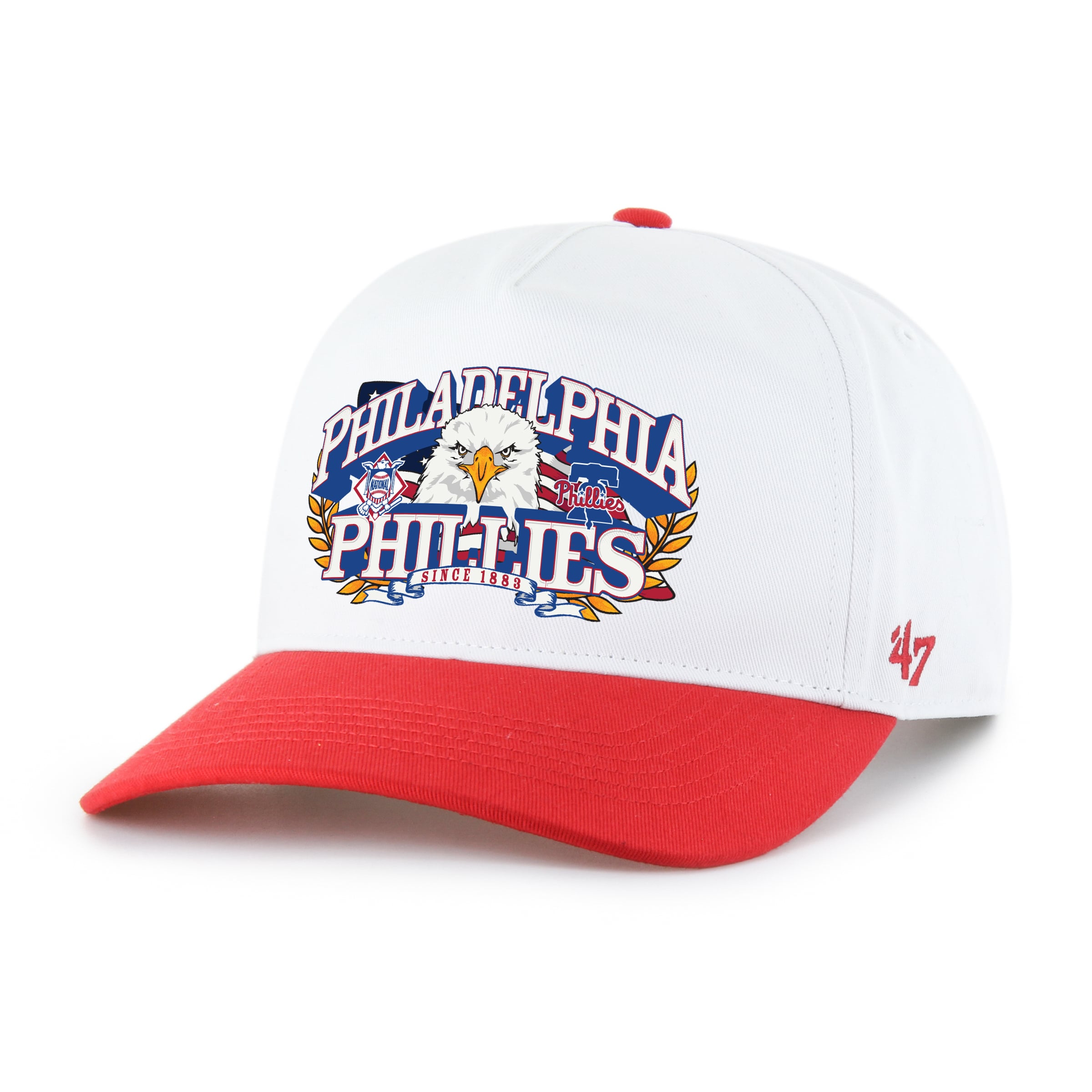 Men's '47 White/Red Philadelphia Phillies Americana Eagle Hitch Adjustable Hat
