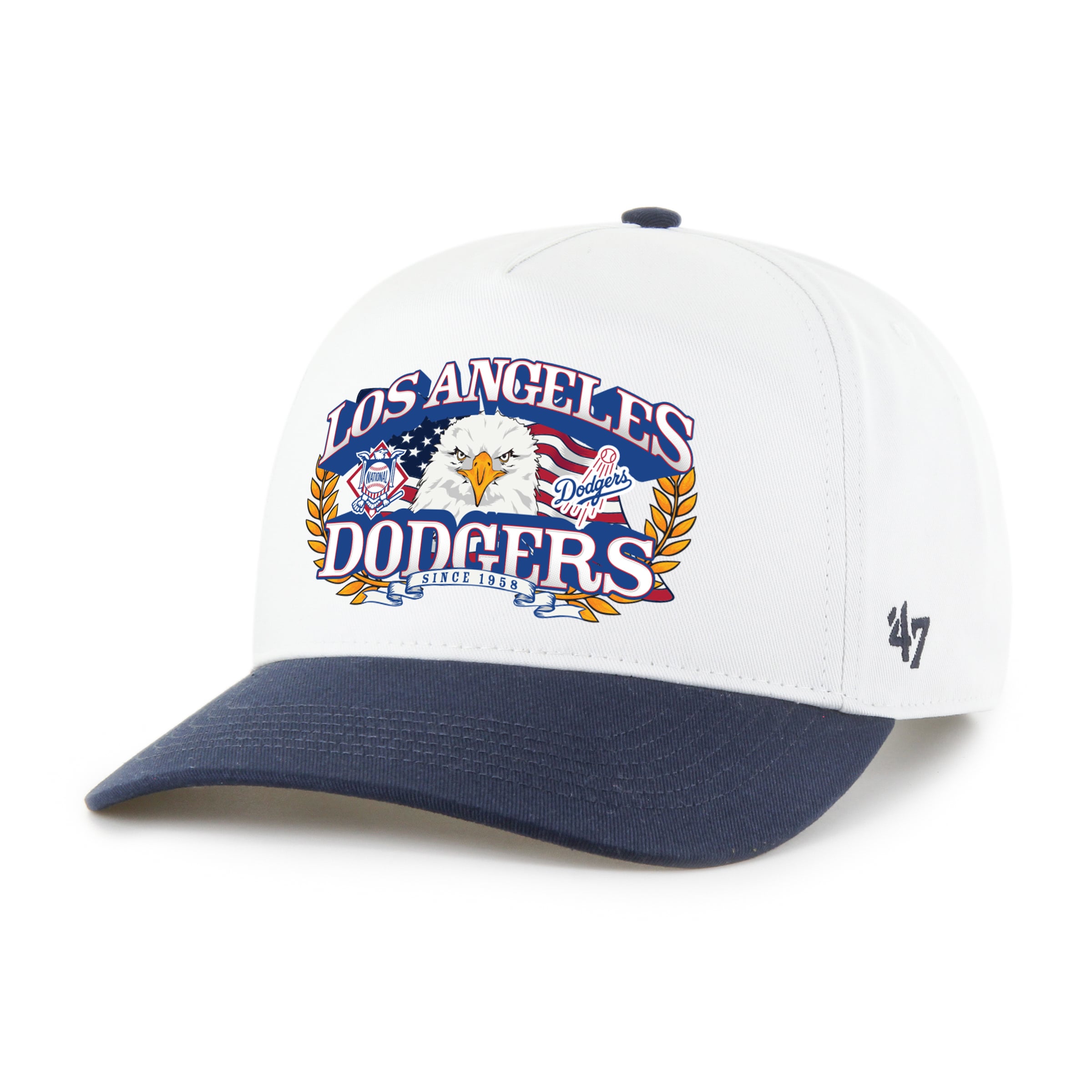 Men's '47 White/Navy Los Angeles Dodgers Americana Eagle Hitch Adjustable Hat