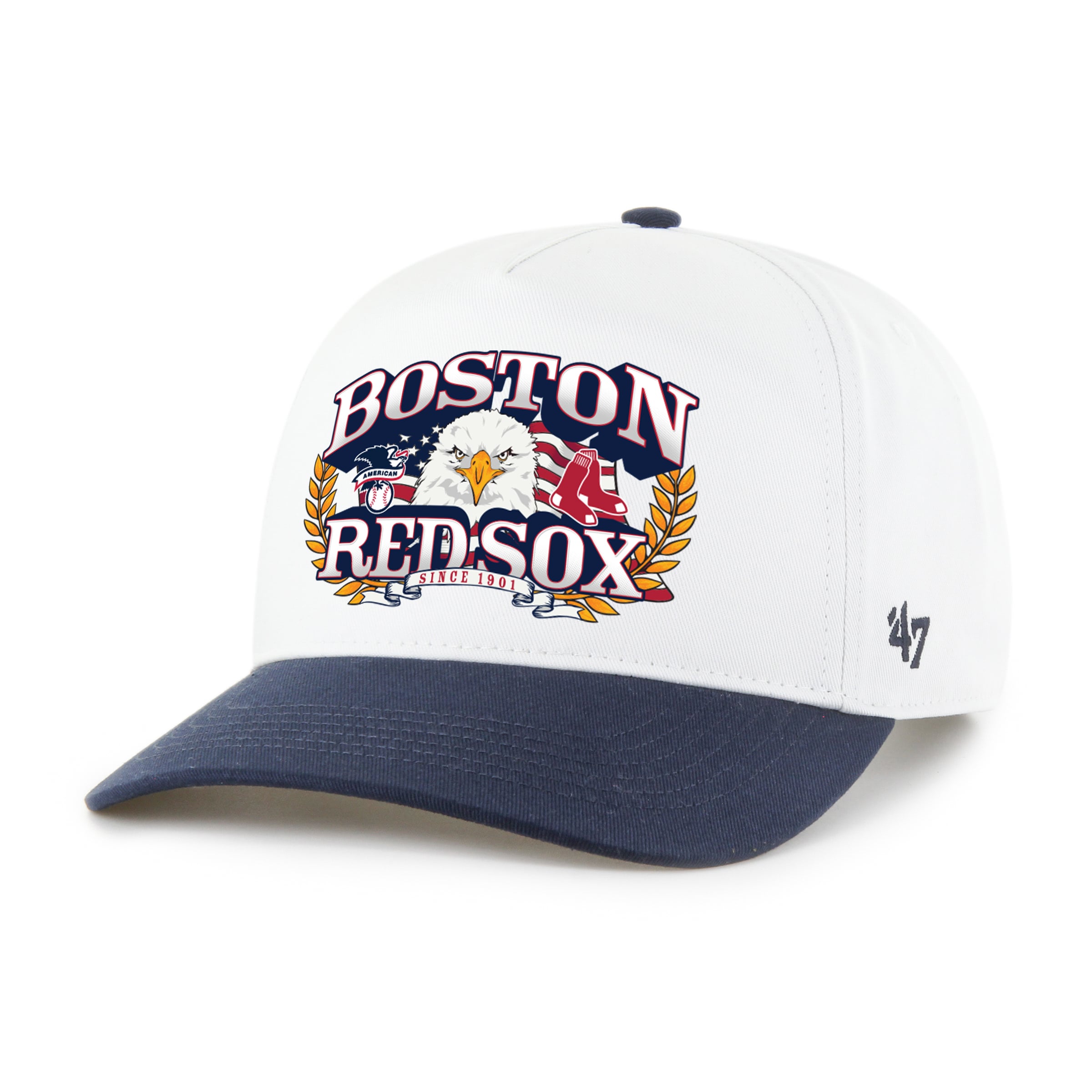 Men's '47 White/Navy Boston Red Sox Americana Eagle Hitch Adjustable Hat