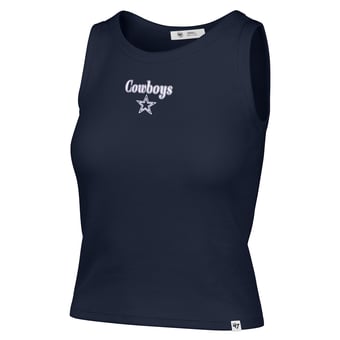 Women's '47  Navy Dallas Cowboys Cropped Straight Cut Ribbed Baby Tank Top