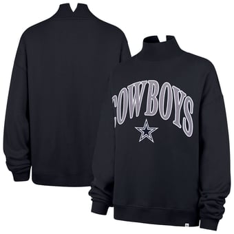 Women's '47 Navy Dallas Cowboys Oversized Vantage Mock Neck Sweatshirt