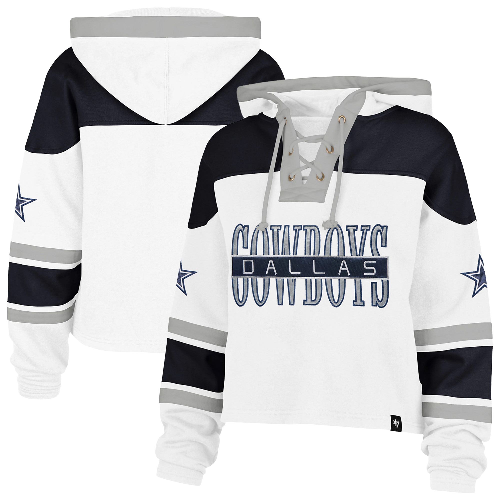 Women's '47 White Dallas Cowboys Cut Thru Superior Lacer Hoodie