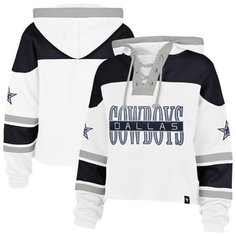 Women's '47 White Dallas Cowboys Cut Thru Superior Lacer Hoodie