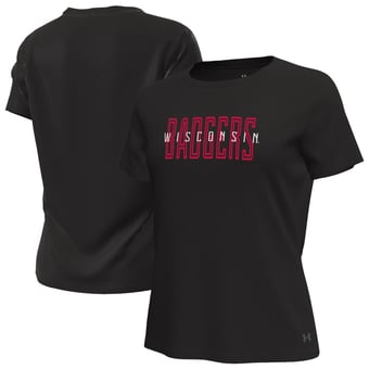 Women's Under Armour  Black Wisconsin Badgers Tech Stretch T-Shirt
