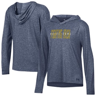 Women's Under Armour  Navy Notre Dame Fighting Irish Breezy Long Sleeve Hooded T-Shirt
