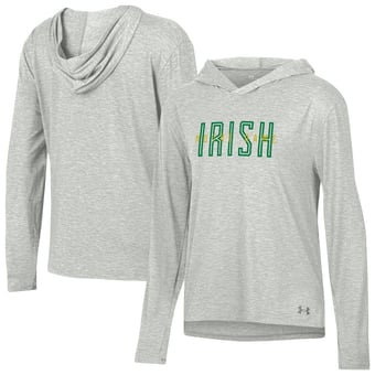 Women's Under Armour  Gray Notre Dame Fighting Irish Breezy Long Sleeve Hooded T-Shirt