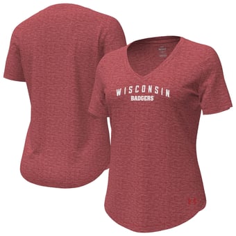 Women's Under Armour  Red Wisconsin Badgers Breezy V-Neck Tri-Blend T-Shirt