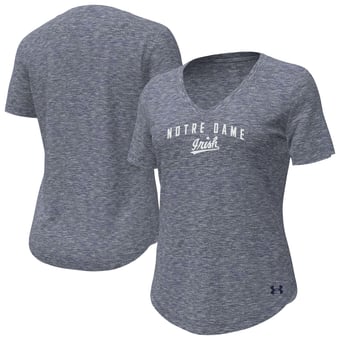 Women's Under Armour  Navy Notre Dame Fighting Irish Breezy V-Neck T-Shirt