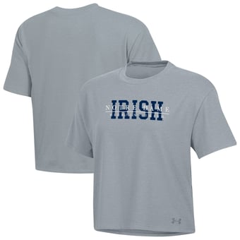 Women's Under Armour  Heather Gray Notre Dame Fighting Irish Boxy Icon T-Shirt