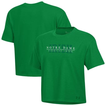 Women's Under Armour  Green Notre Dame Fighting Irish Boxy Icon T-Shirt