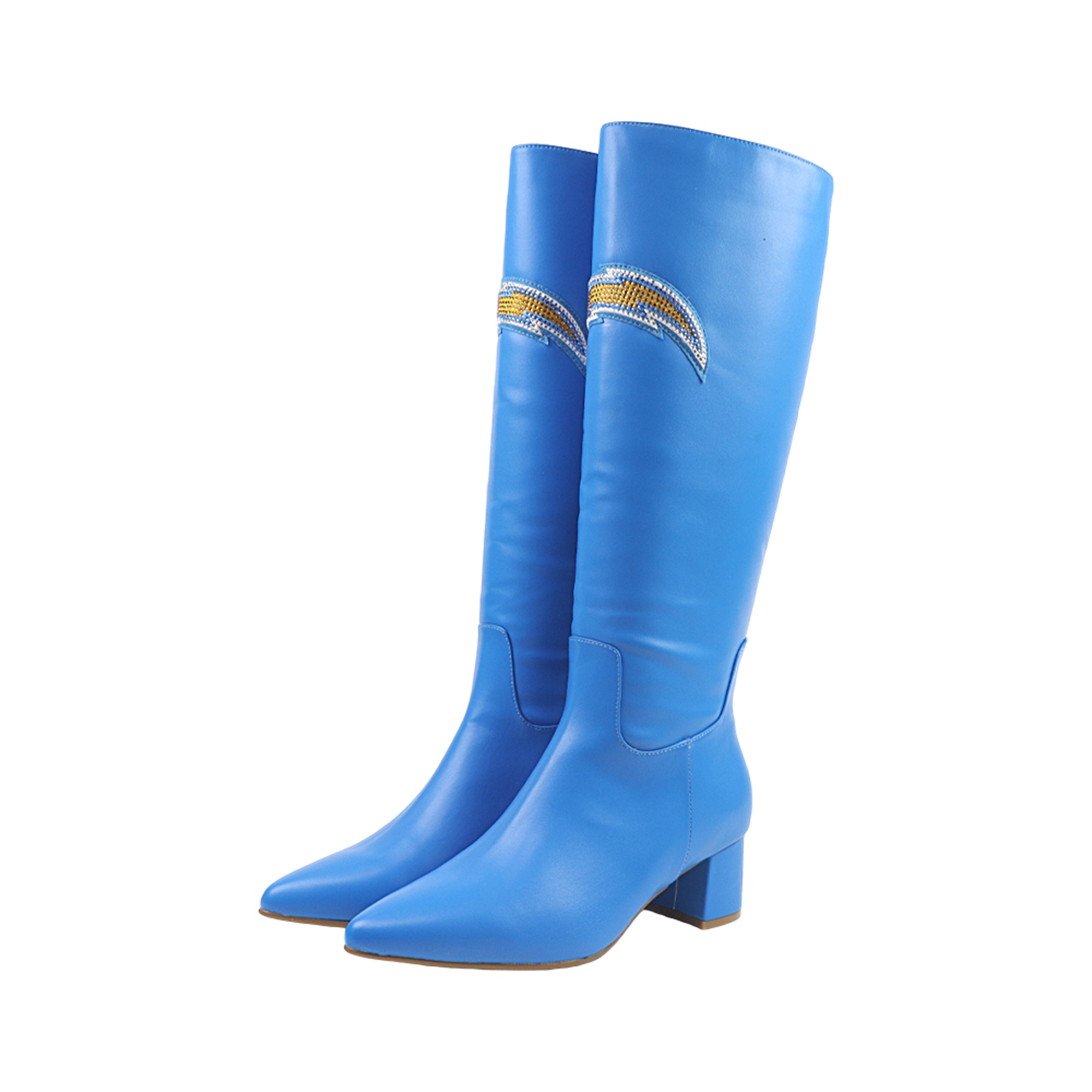 Women's FABGATING by Cuce Blue Los Angeles Chargers Vegan Leather Classic Team Boots