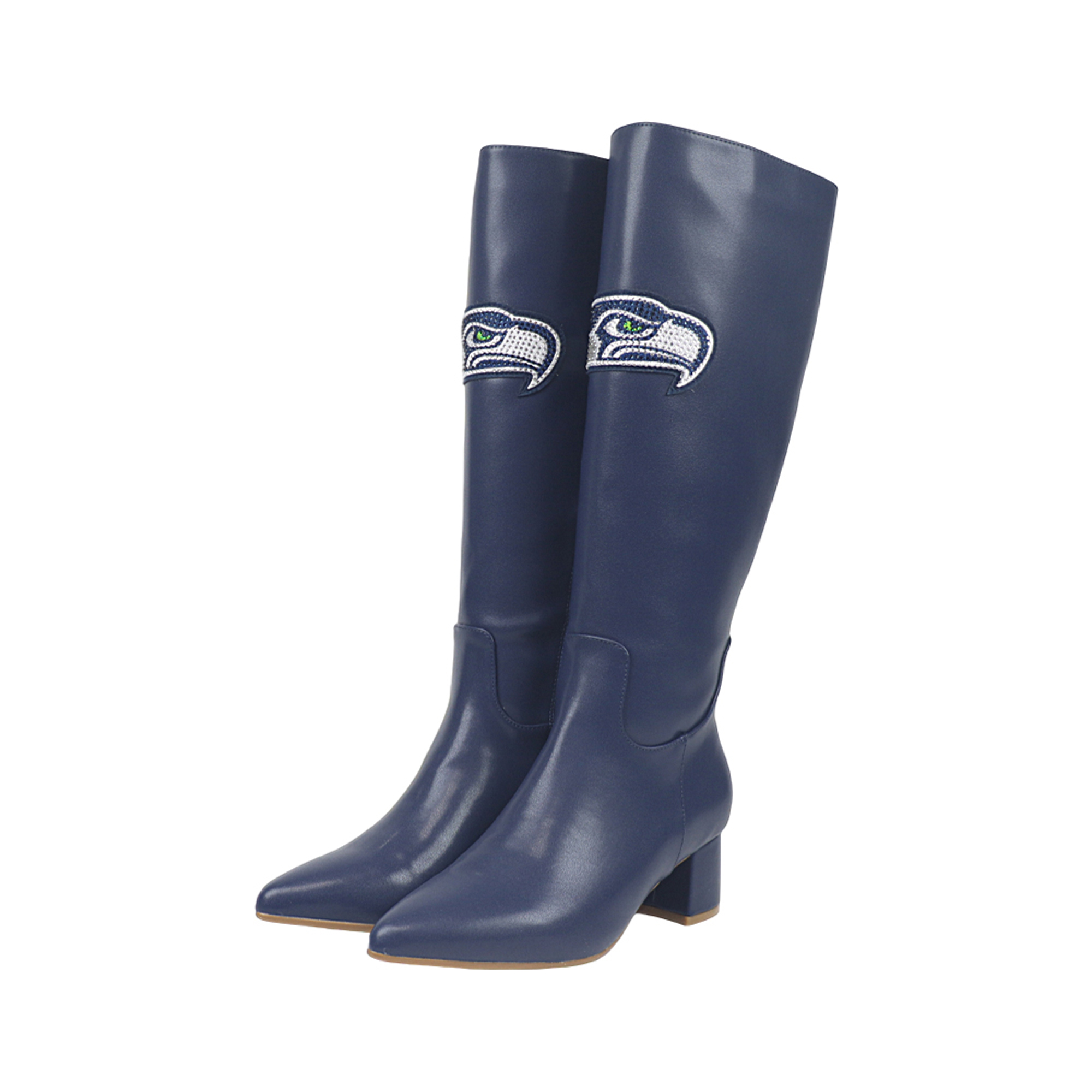 Women's FABGATING by Cuce Navy Seattle Seahawks Vegan Leather Classic Team Boots