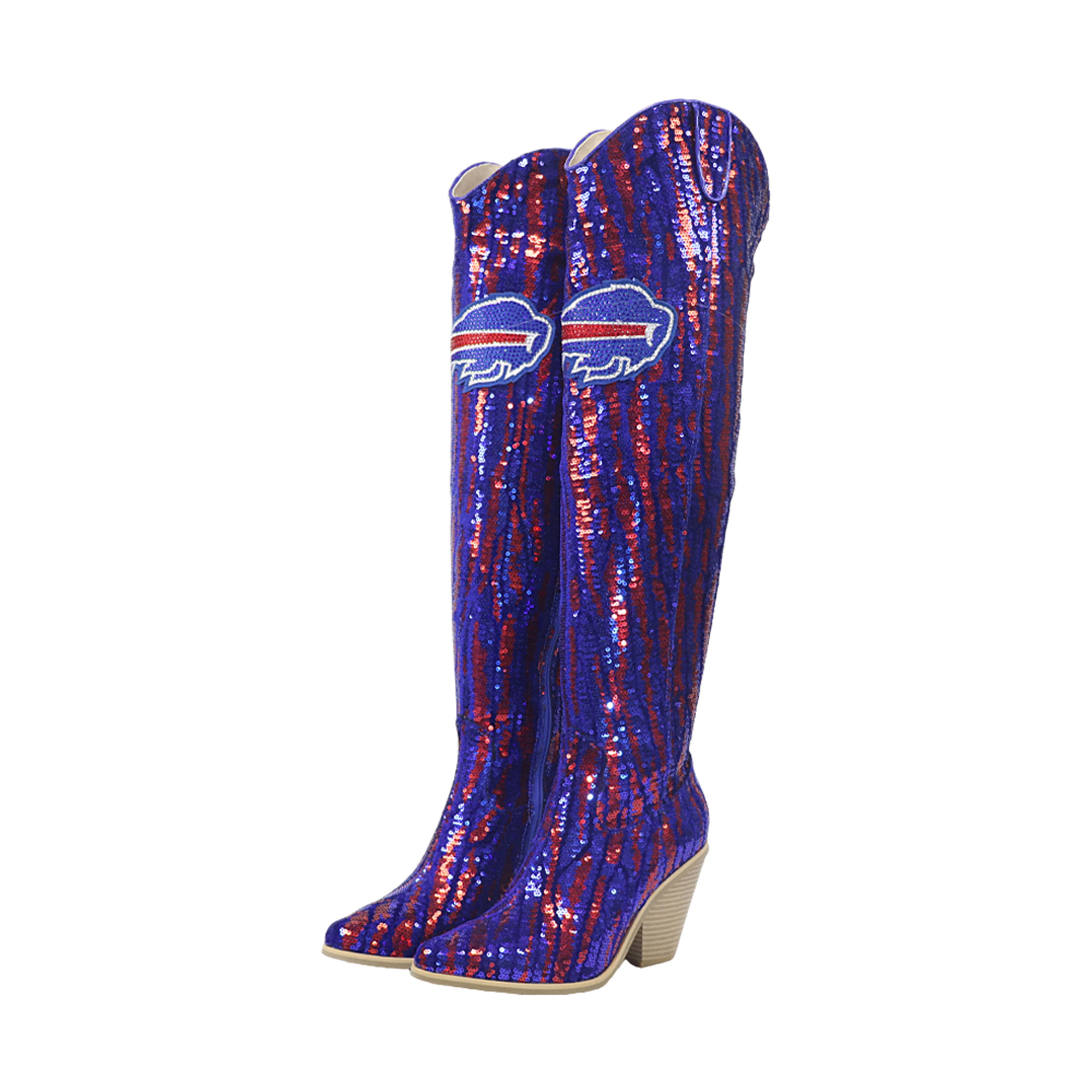 FABGATING by Cuce Buffalo Bills Over-the-Knee Two-Tone Sequin Boots