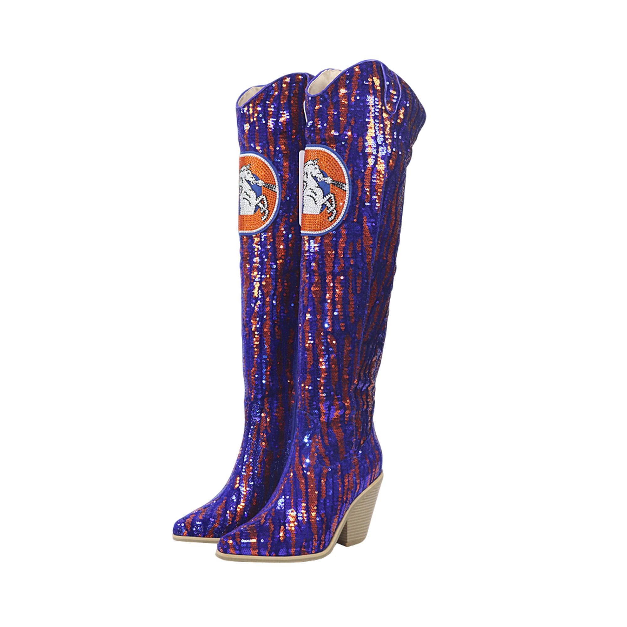 Cuce Denver Broncos Over-the-Knee Two-Tone Sequin Boots