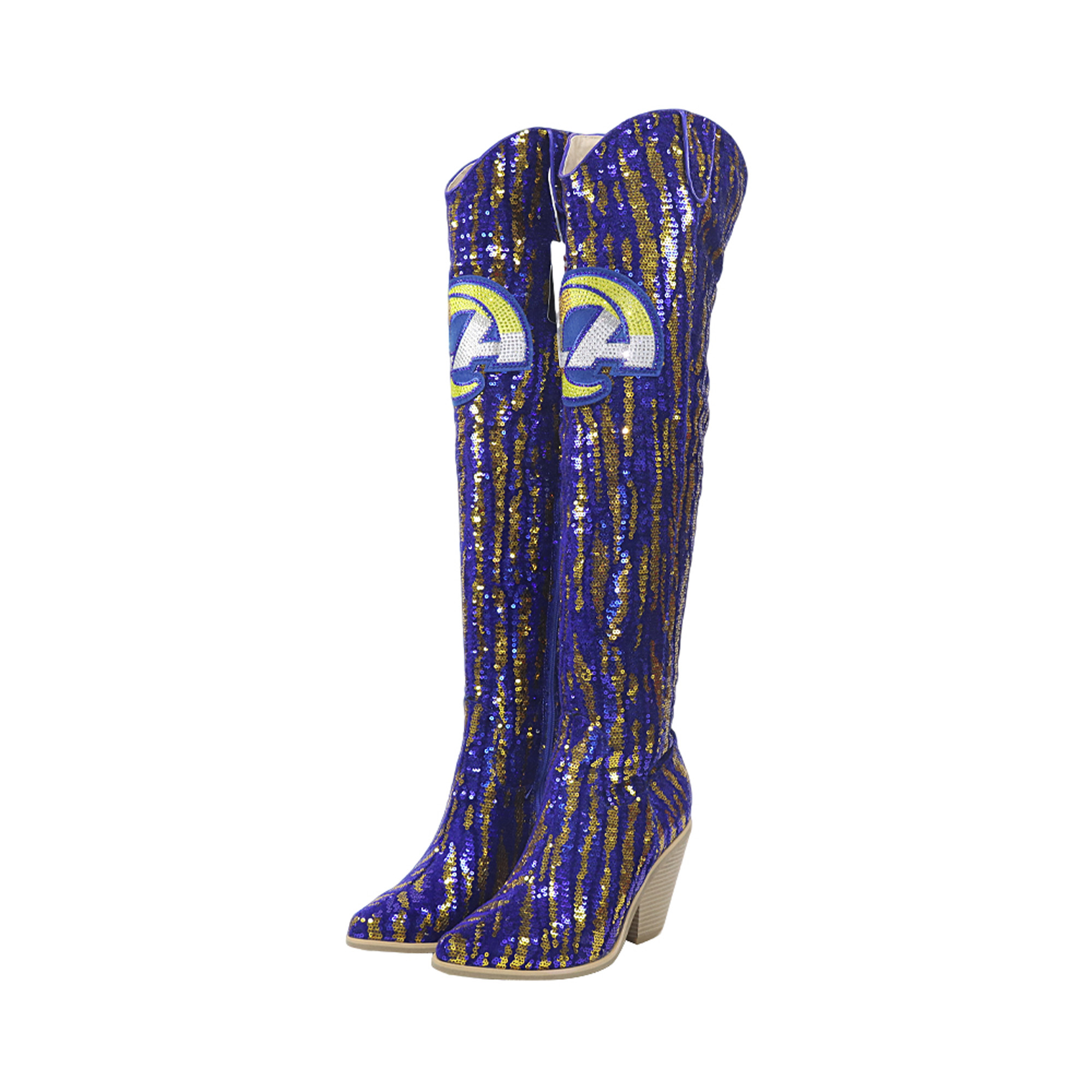 FABGATING by Cuce  Los Angeles Rams Over-the-Knee Two-Tone Sequin Boots