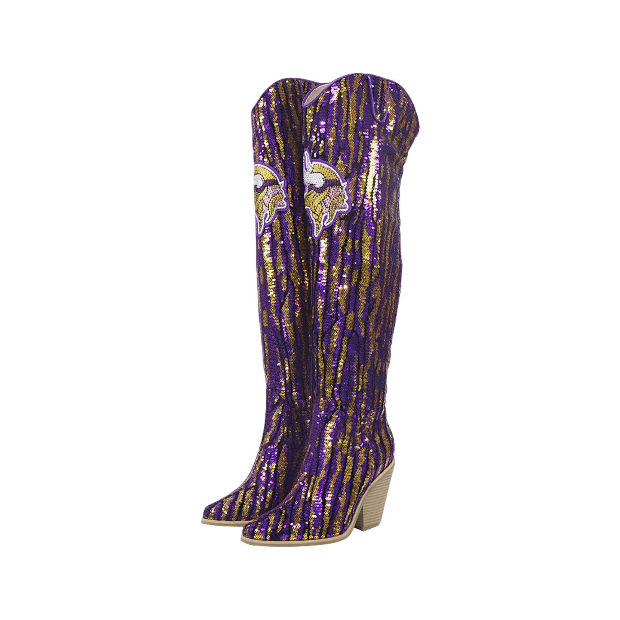 FABGATING by Cuce Minnesota Vikings Over-the-Knee Two-Tone Sequin Boots