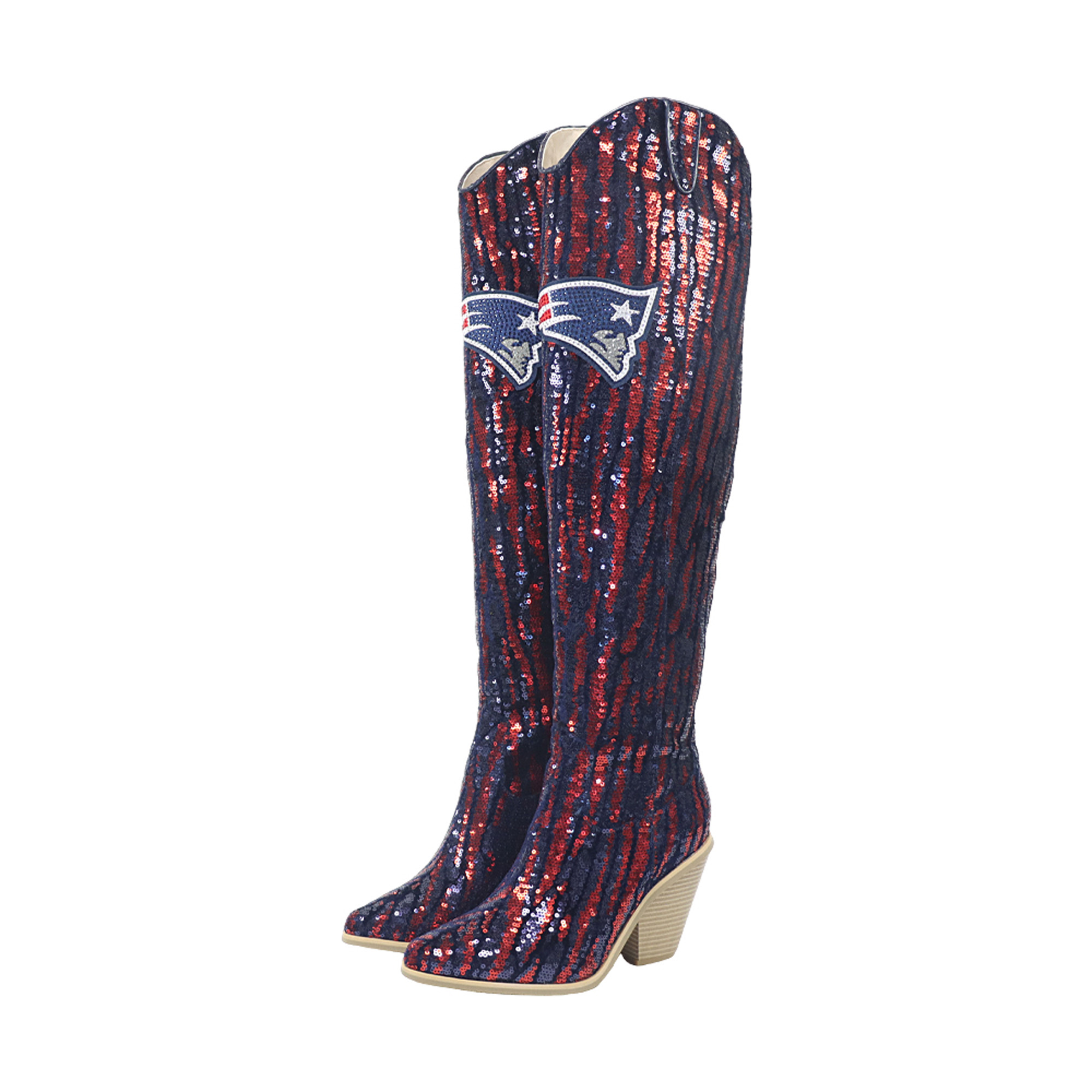 FABGATING by Cuce New England Patriots Over-the-Knee Two-Tone Sequin Boots