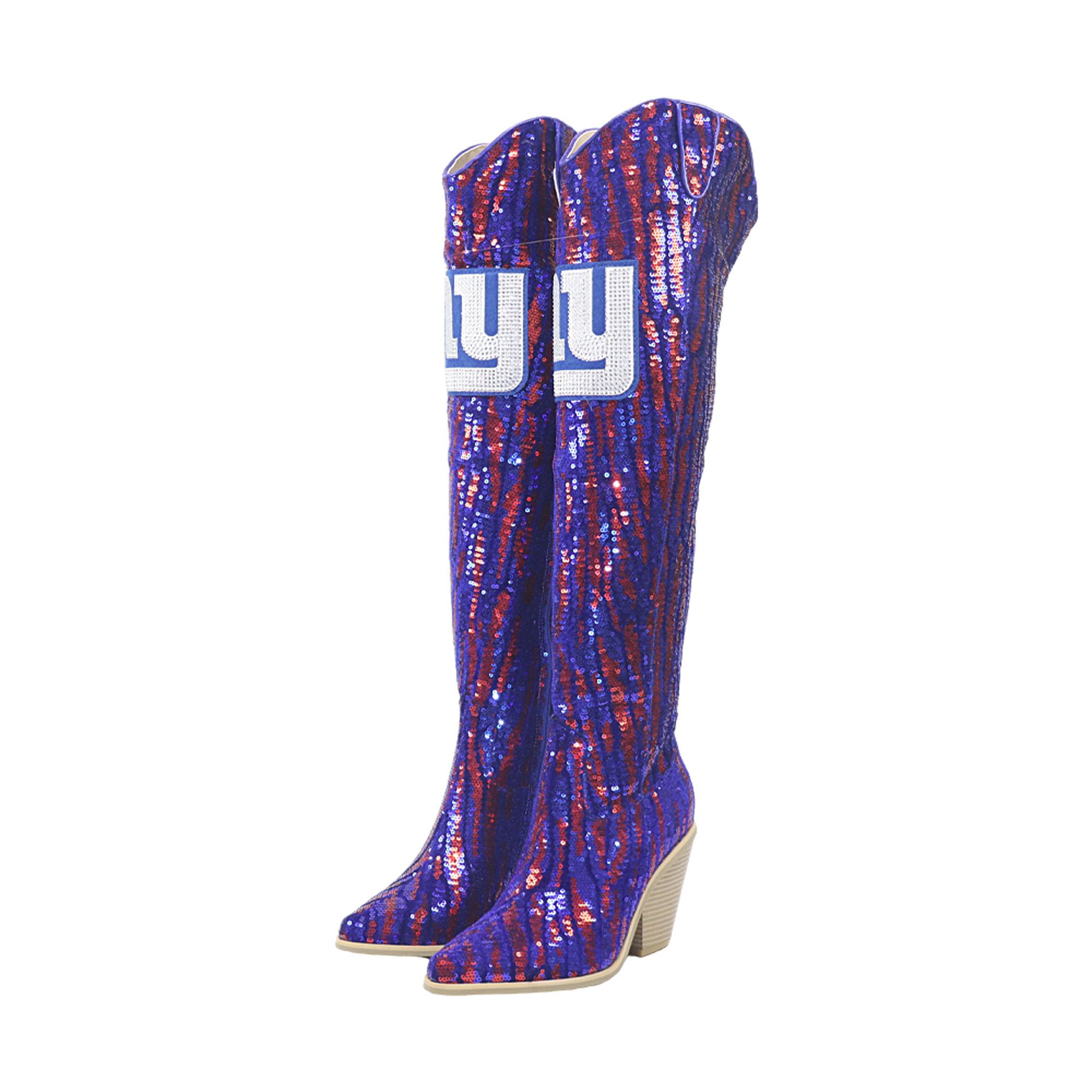 FABGATING by Cuce New York Giants Over-the-Knee Two-Tone Sequin Boots