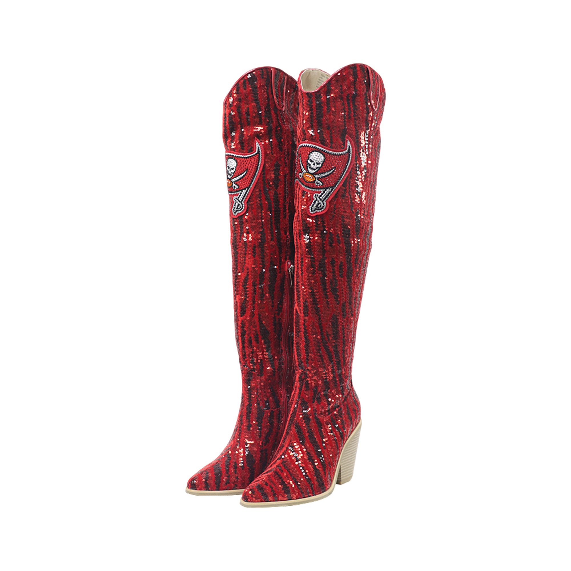 FABGATING by Cuce  Tampa Bay Buccaneers Over-the-Knee Two-Tone Sequin Boots