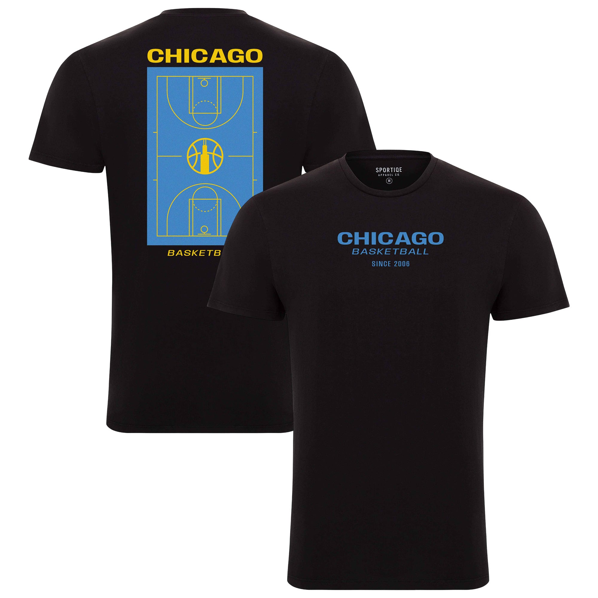 Unisex Sportiqe Black Chicago Sky Blue Court Bingham T-Shirt