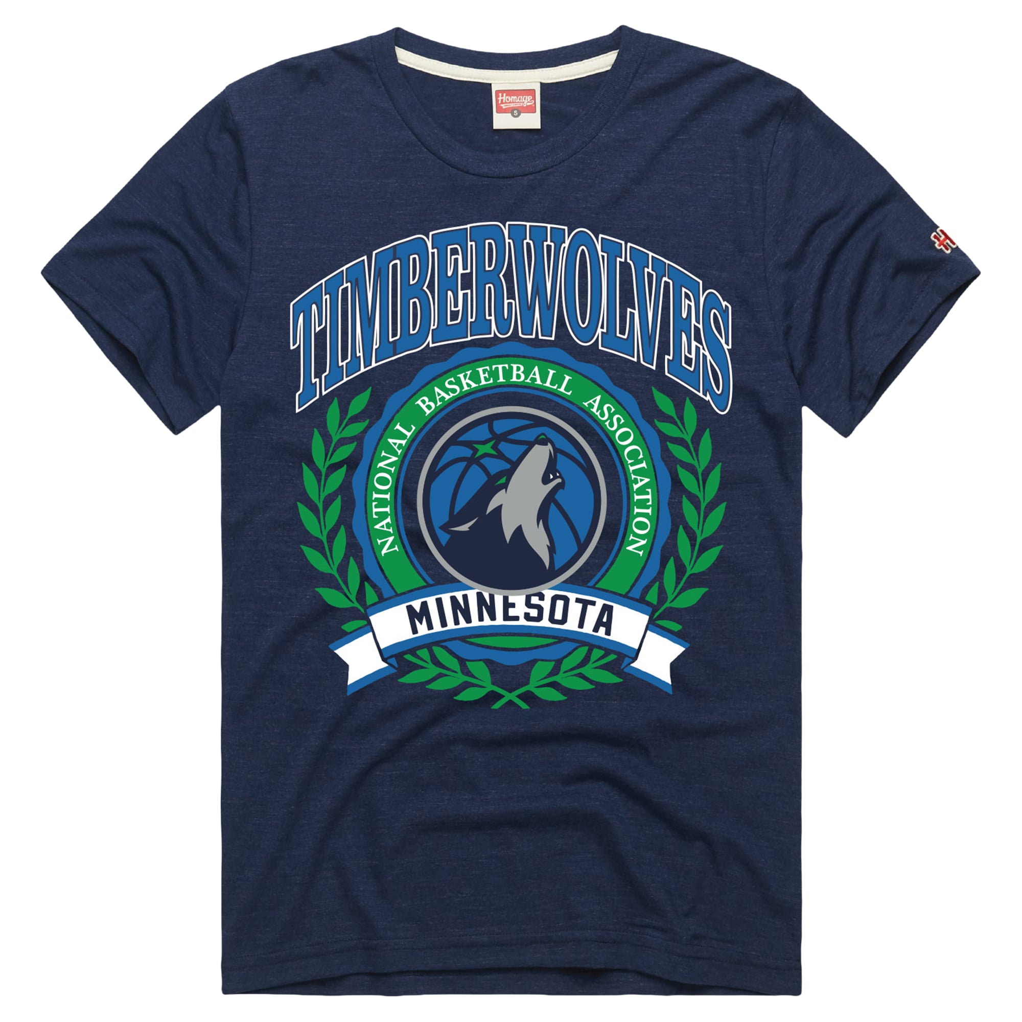Unisex Homage  Navy Minnesota Timberwolves Crest Tri-Blend T-Shirt