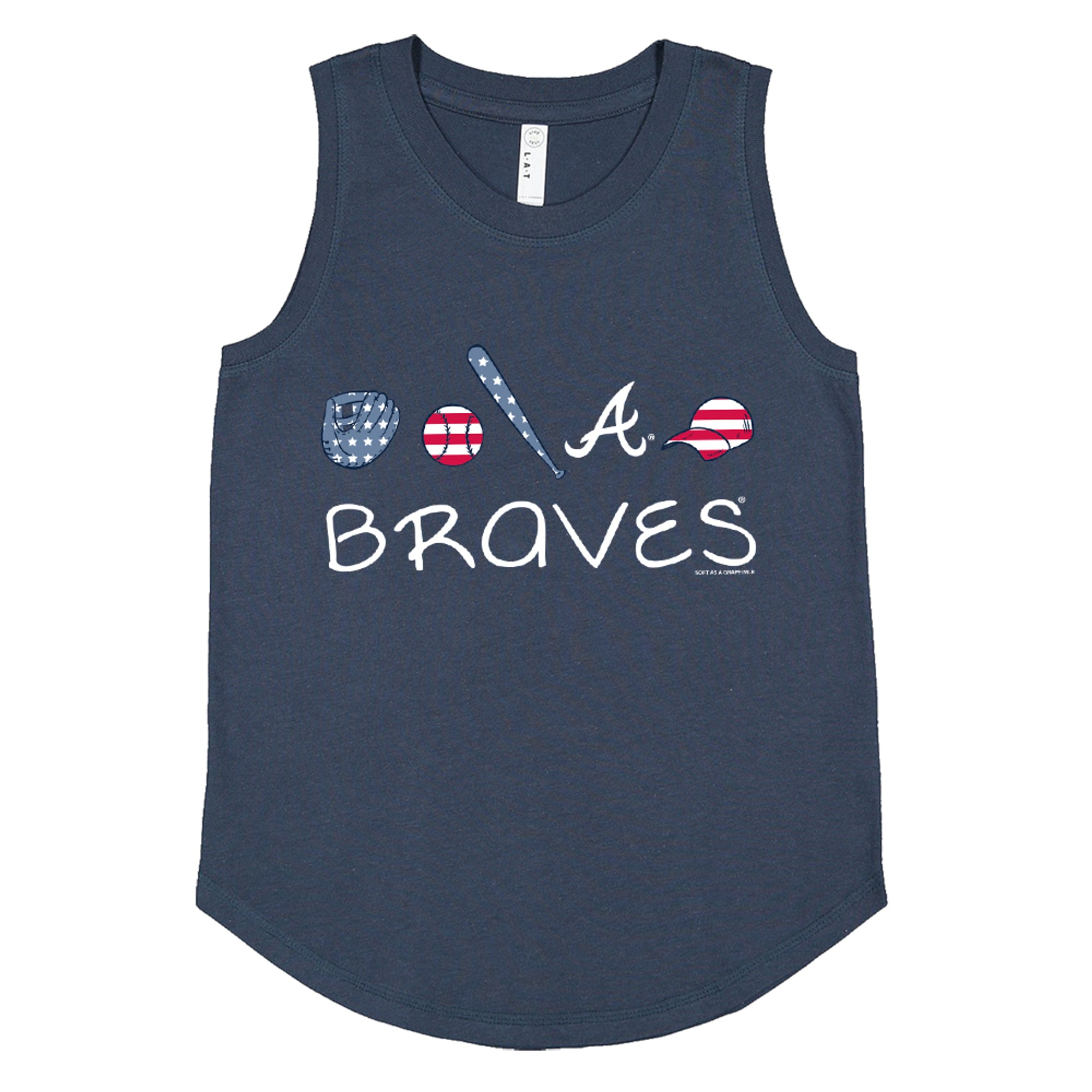 Girls Youth Soft as a Grape Denim Atlanta Braves Americana Tank Top