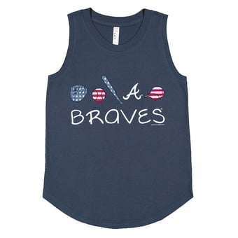 Girls Youth Soft as a Grape Denim Atlanta Braves Americana Tank Top