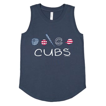 Girls Youth Soft as a Grape Denim Chicago Cubs Americana Tank Top