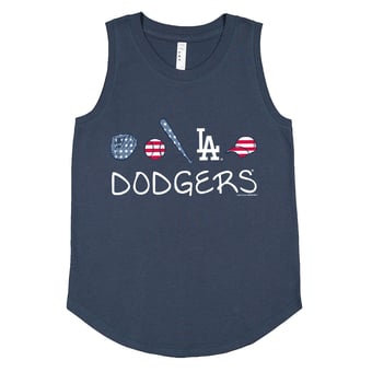 Girls Youth Soft as a Grape Denim Los Angeles Dodgers Americana Tank Top